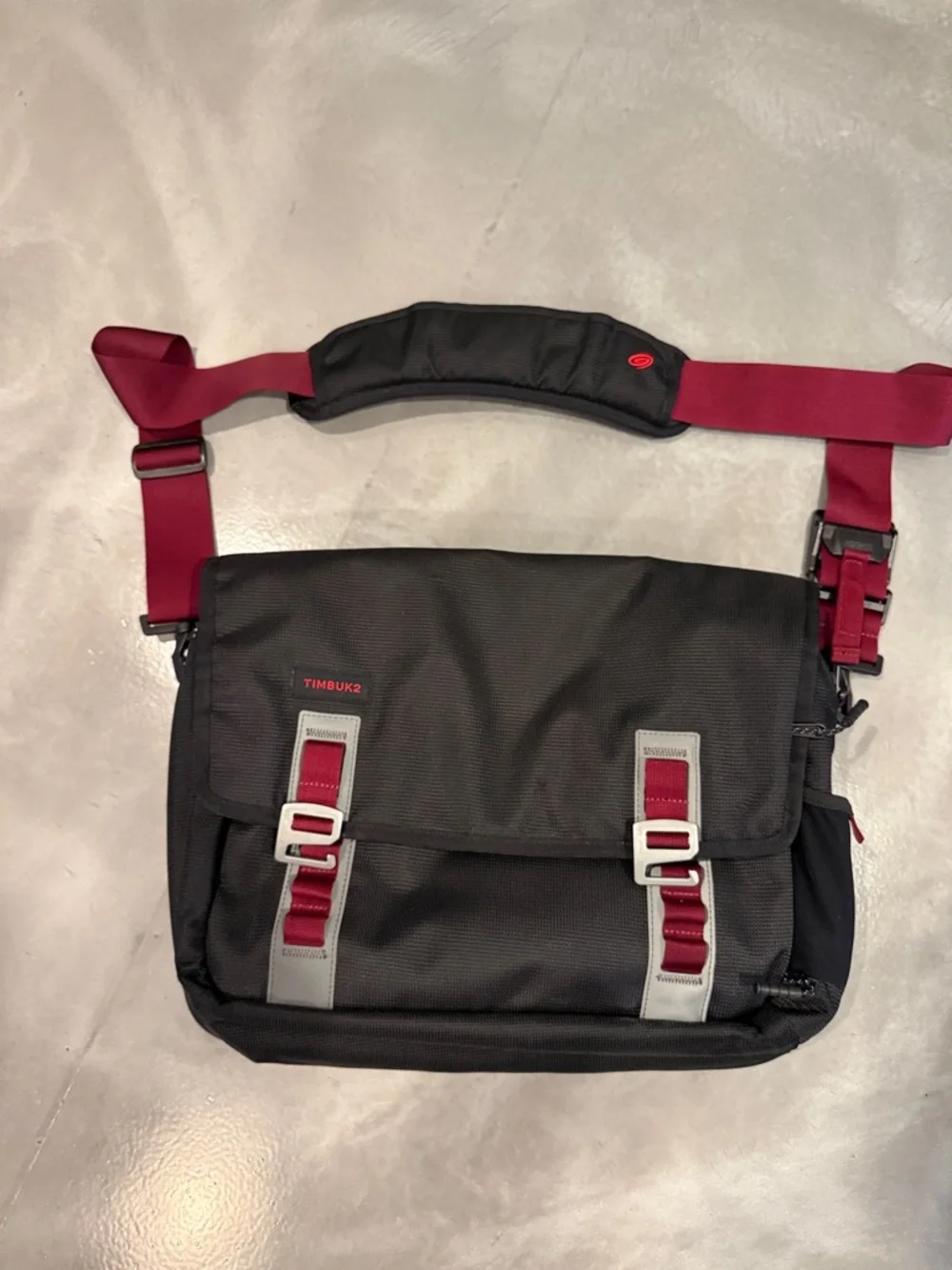 Timbuk2 Black Messenger Bag with Red Accents
